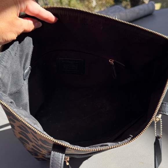 Coach Tan and Black Leopard Tote - Picture 5 of 7